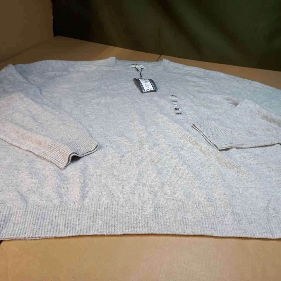 M&S GREY MARL SOFT KNIT JUMPER - 3XL
