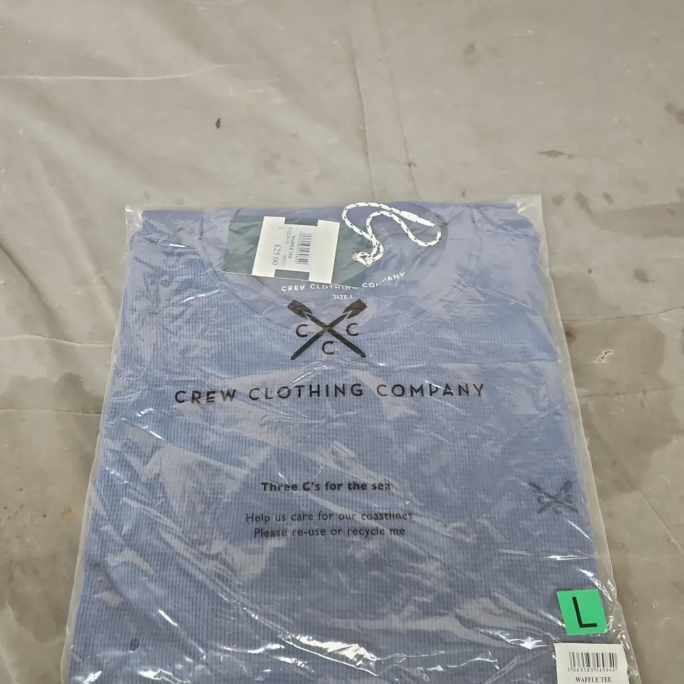 CREW CLOTHING COMPANY WAFFLE TEE – STEEL BLUE, MEN'S UK SIZE L