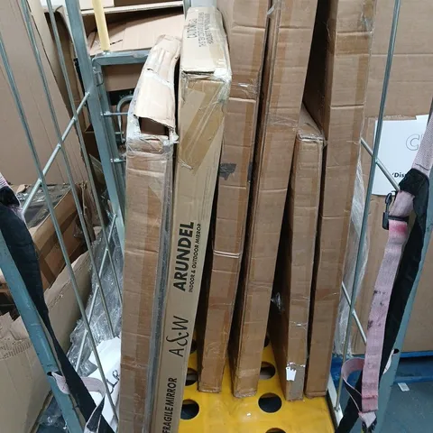 CAGE OF 5 BROKEN BOXED MIRRORS IN VARIOUS STYLES AND SIZES