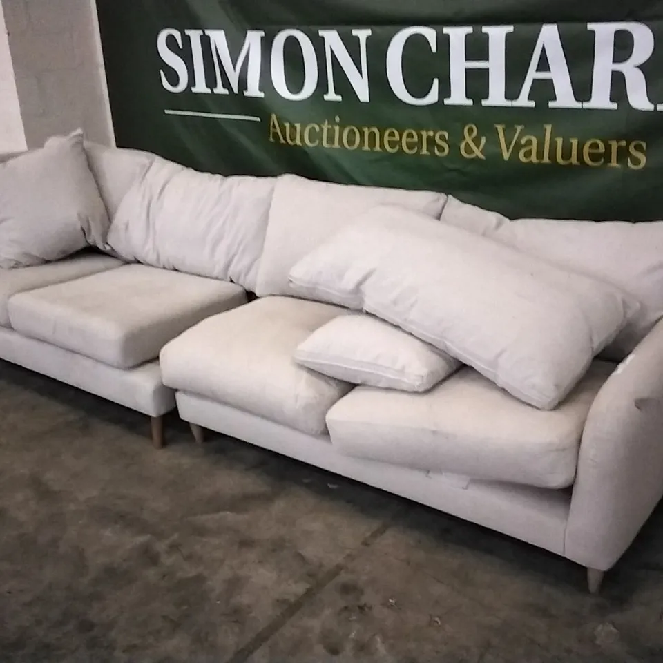 QUALITY BRITISH DESIGNER 2 SEPERATE LARGE SOFA SECTIONS IN CREAM FABRIC