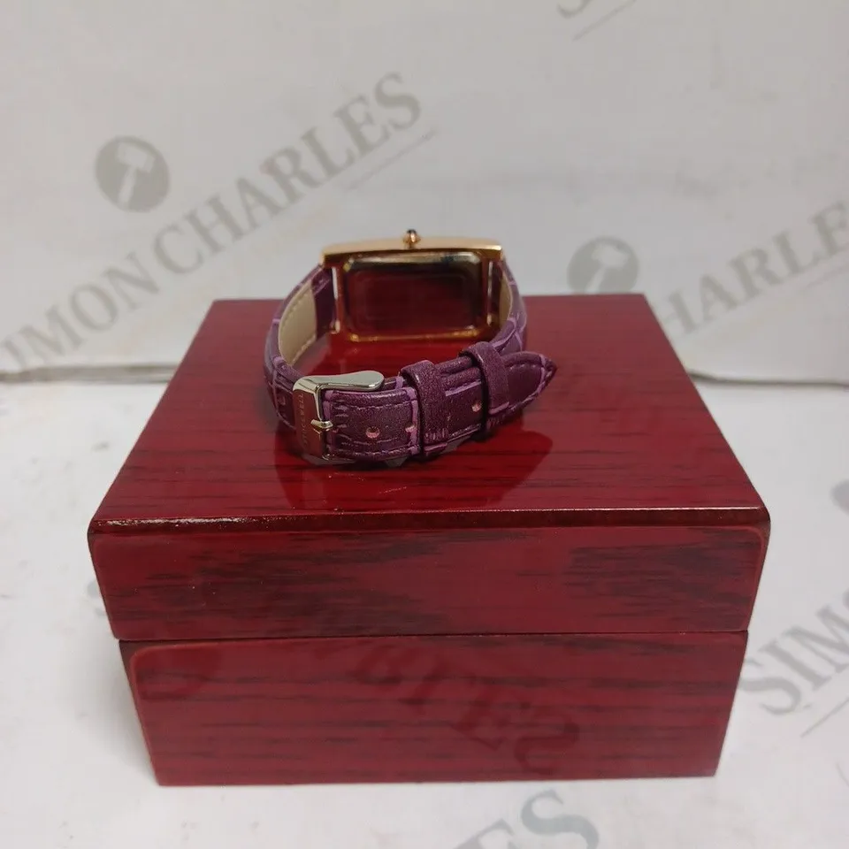 LADIES STOCKWELL WATCH – TEXTURED DIAL WITH SUB DIAL MINUTE HAND – PURPLE LEATHER STRAP 