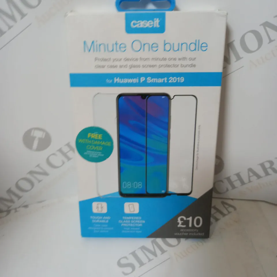 3 MINUTE ONE PREMIUM BUNDLE OF CLEAR CASE AND GLASS SCREEN PROTECTOR FOR HUAWEI P SMART 2019