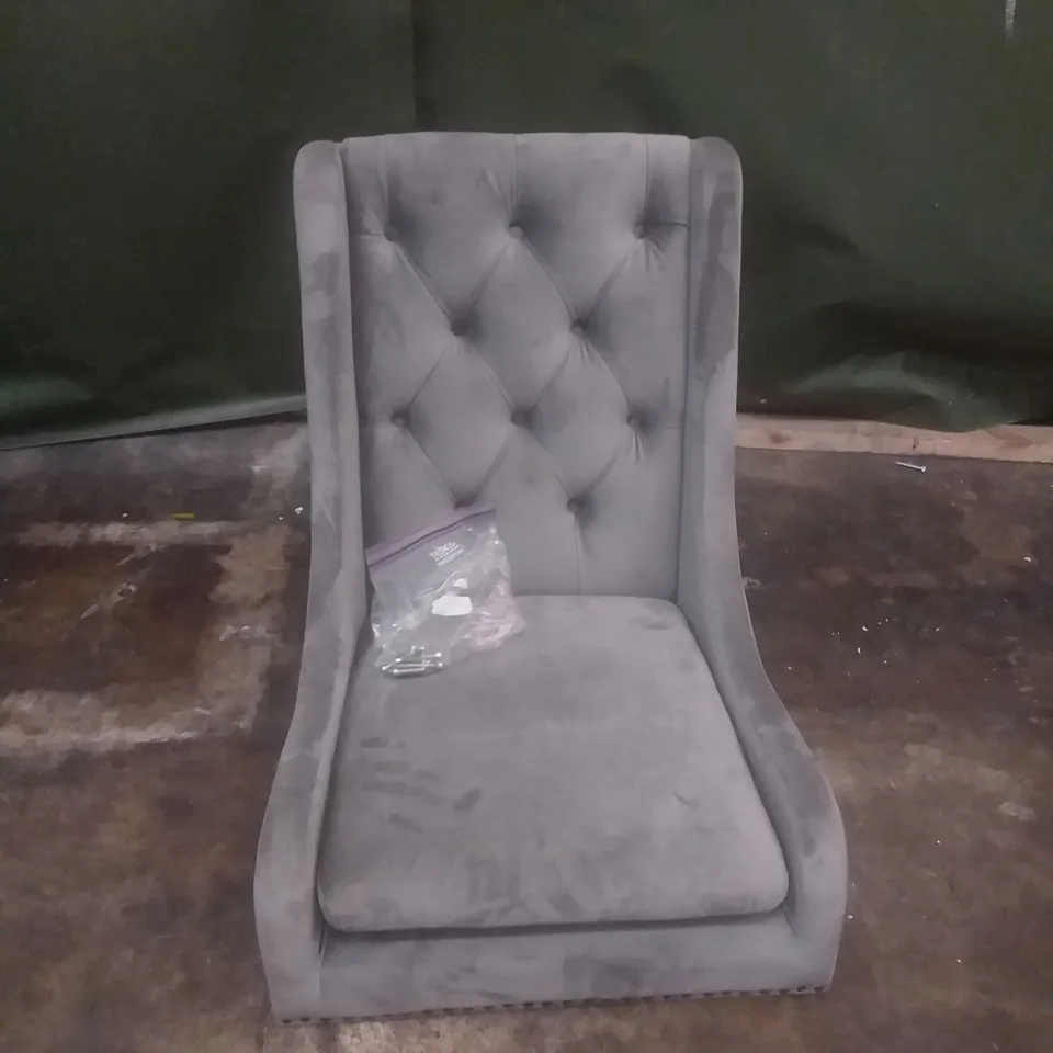 GREY FABRIC CHAIR (NO LEGS)