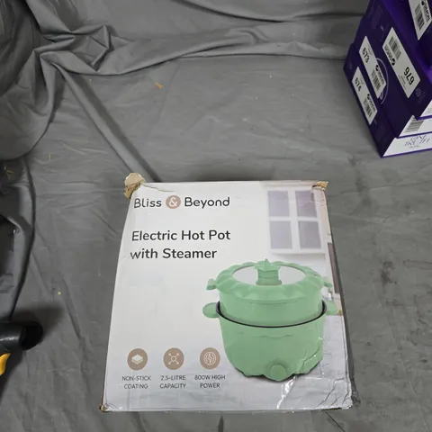 BLISS & BEYOND ELECTRIC HOT POT WITH STEAMER – BOXED