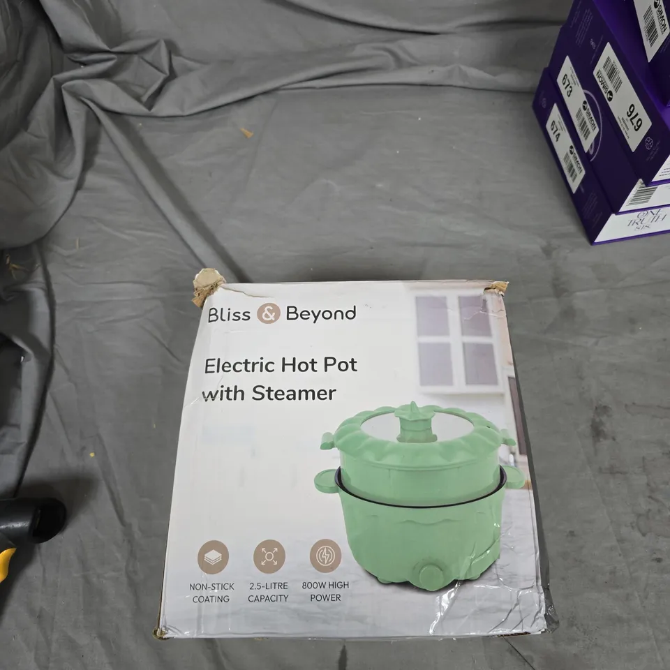 BLISS & BEYOND ELECTRIC HOT POT WITH STEAMER – BOXED