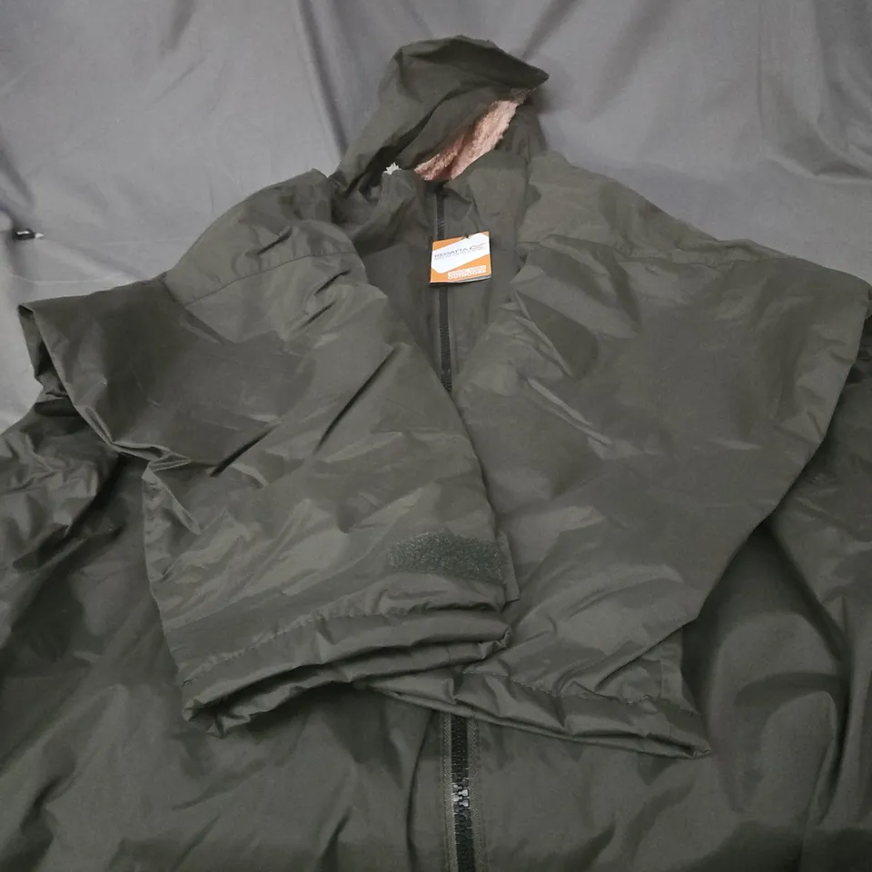 REGATTA GREAT OUTDOORS HYDRAFORT HOODED RAIN JACKET – DARK KHAKI, UK S/M