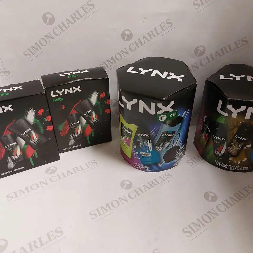 LOT OF APPROXIMATELY 8 COSMETIC GIFTSET TO INCLUDE LYNX AFRICA SET, LYNX SHOWER SET, AND DOVE ESSENTIALS ETC. 