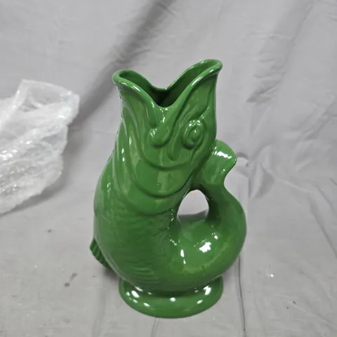 WADE CERAMIC FIGURINE VASE, GREEN GLAZE, MADE IN STOKE-ON-TRENT, ENGLAND