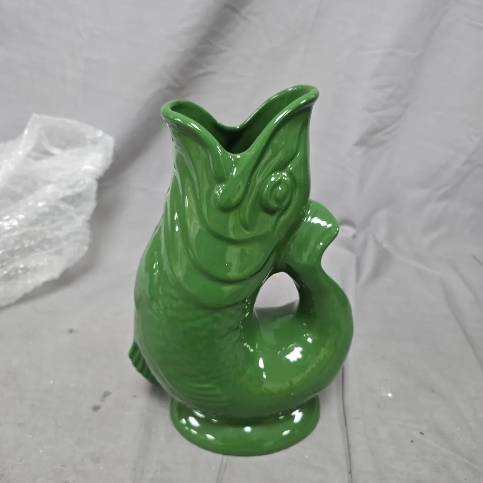 WADE CERAMIC FIGURINE VASE, GREEN GLAZE, MADE IN STOKE-ON-TRENT, ENGLAND