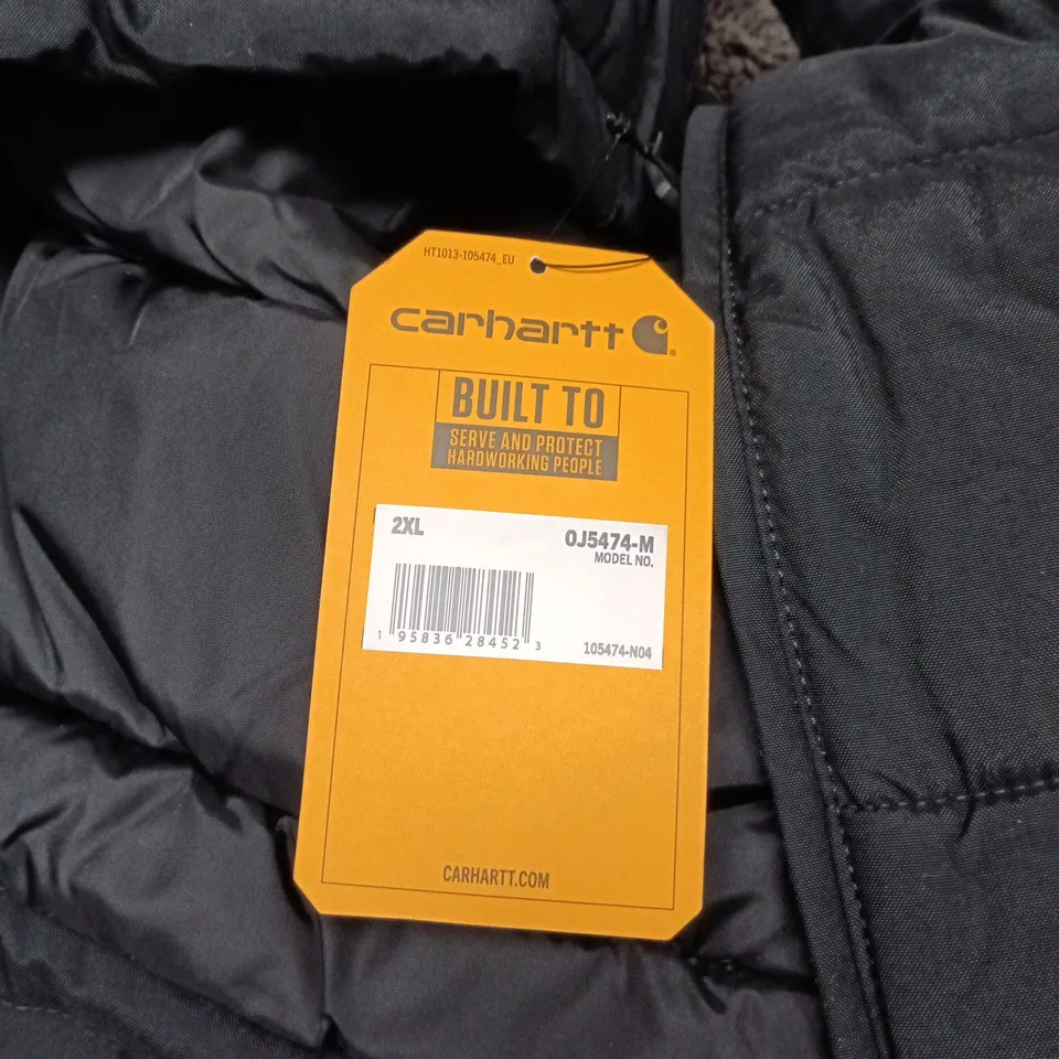 CARHARTT RAIN DEFENDER JACKET – BLACK, 2XL LOOSE FIT (MODEL OJ5474-M)