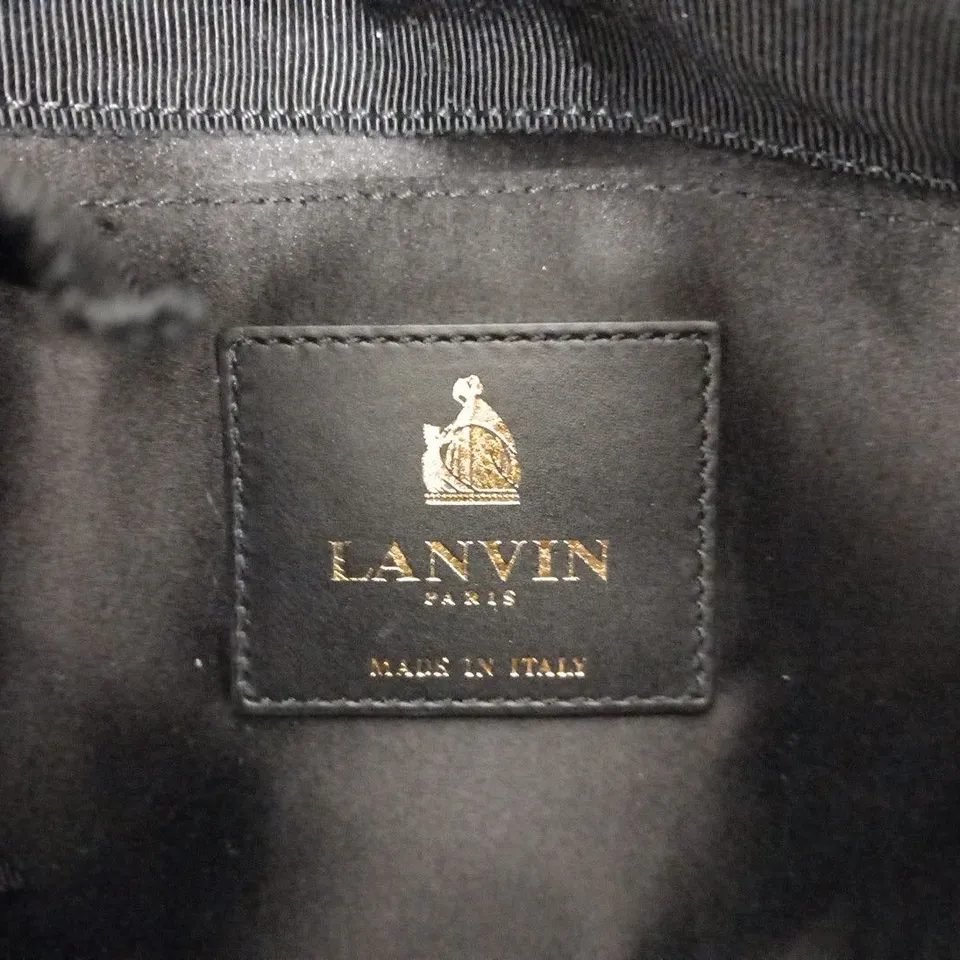 LANVIN PARIS BLACK AND WHITE FLORAL PRINT CLUTCH BAG