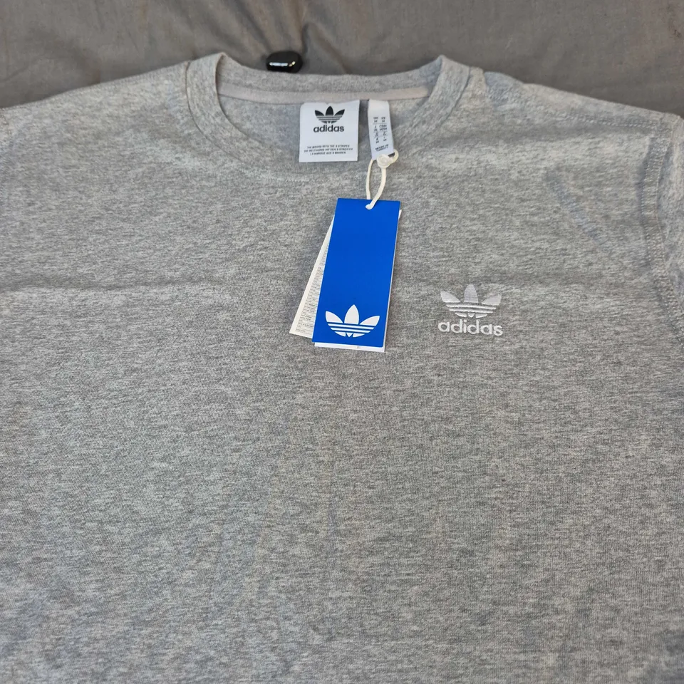 ADIDAS GREY HEATHER T-SHIRT WITH WHITE TREFOIL LOGO - SIZE M