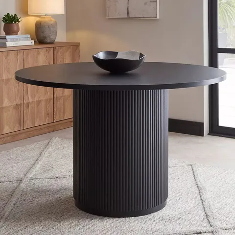 BOXED CARINA BLACK 120CM ROUND DINING TABLE (2 BOXES)