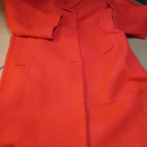 H&M VIBRANT ORANGE WOOL LOOK OVERCOAT - LARGE