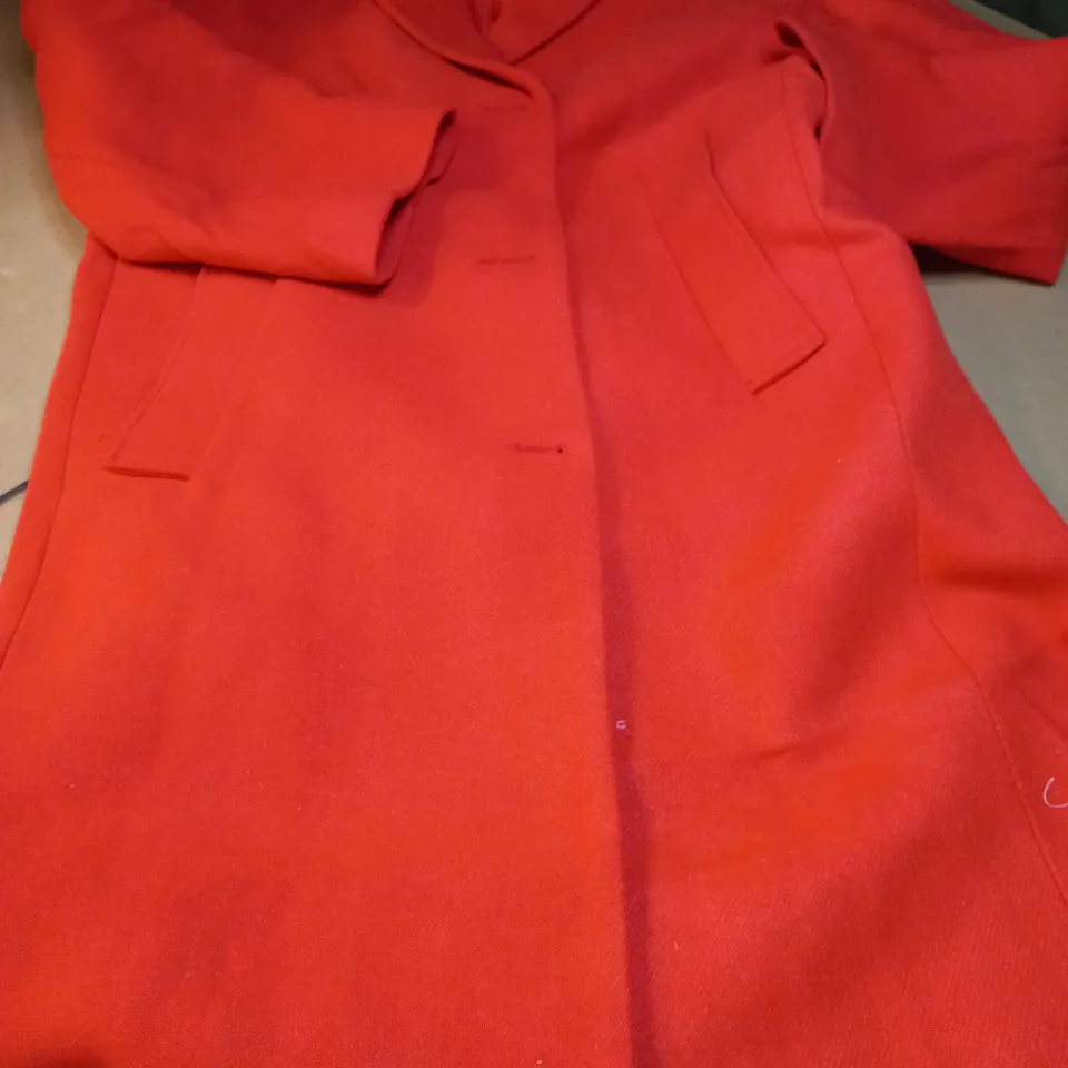 H&M VIBRANT ORANGE WOOL LOOK OVERCOAT - LARGE
