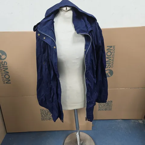BONPRIX NAVY BLUE HOODED RAIN JACKET – UK 18 (EU 44)