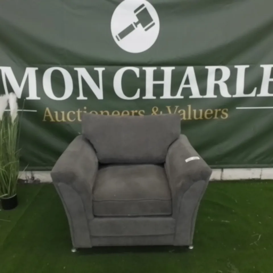 DESIGNER GREY FABRIC ARMCHAIR