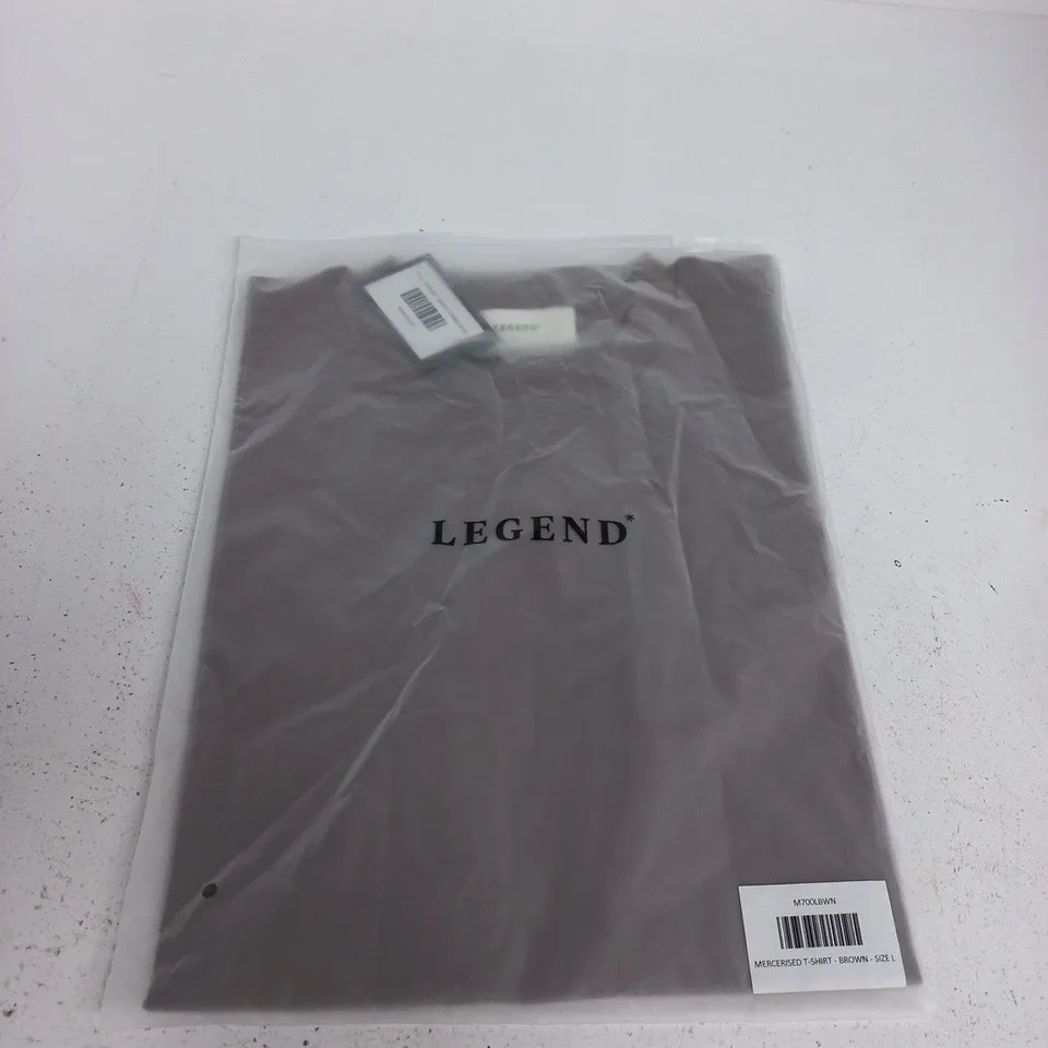 LEGEND MERCERISED T-SHIRT - BROWN - SIZE L