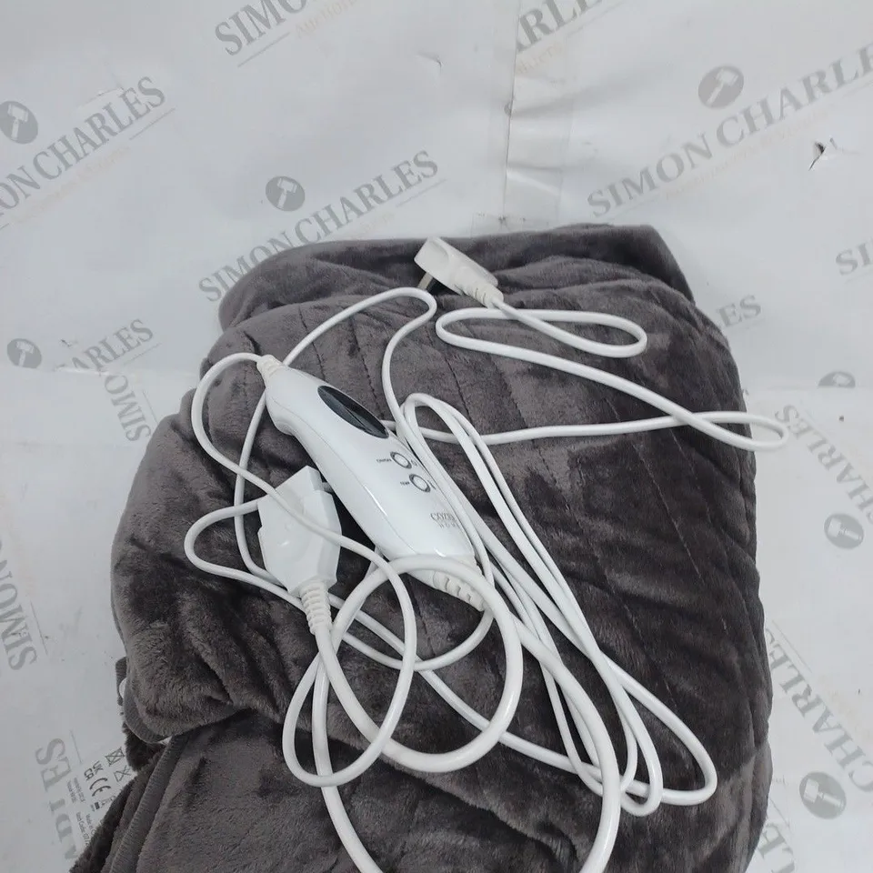 BOXED COZEE HOME HEATED BLANKET IN CHARCOAL 