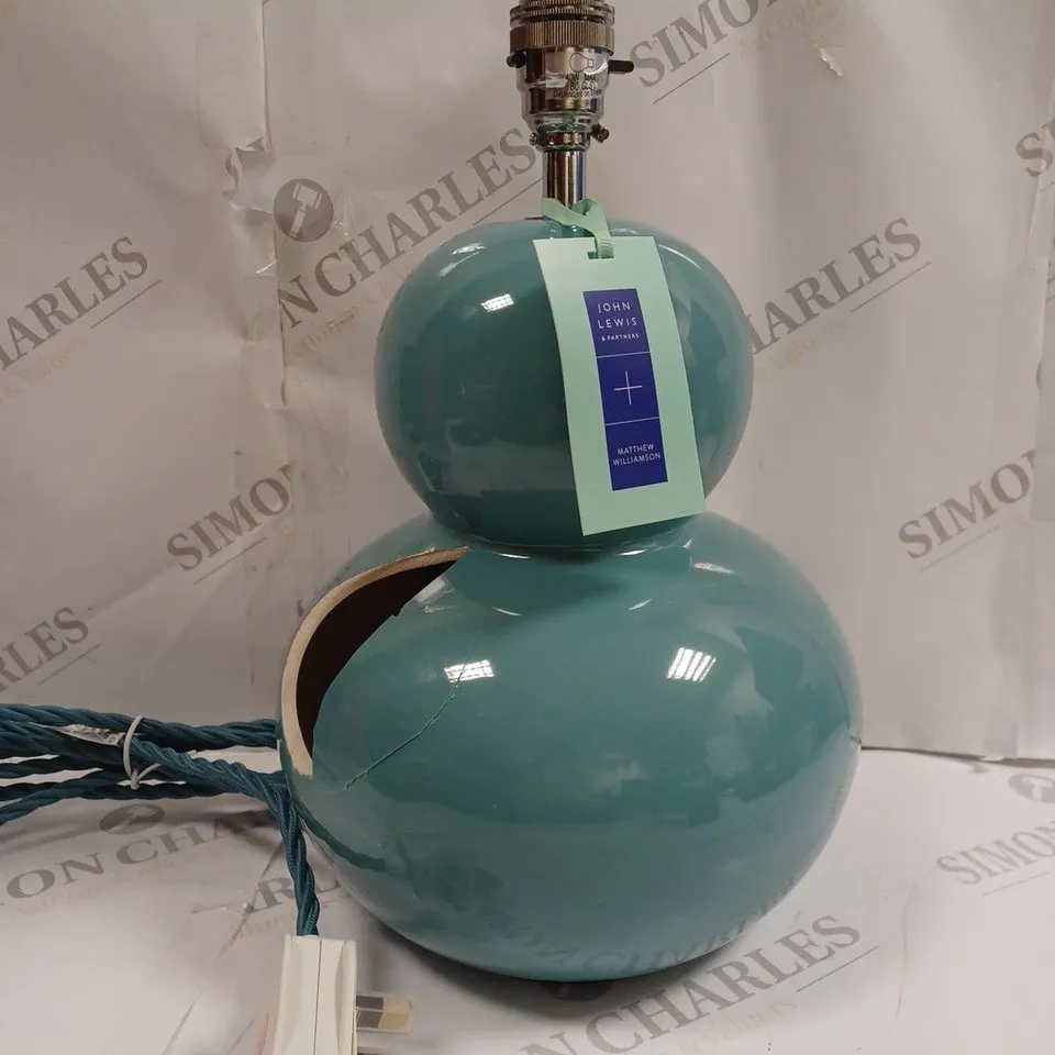 JOHN LEWIS CURVACIOUS TEAL LAMP BASE 