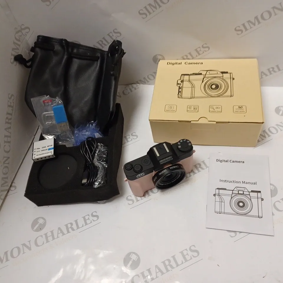 BOXED 4K ULTRA HD DIGITAL CAMERA WITH 16X ZOOM, BATTERY, ACCESSORIES, CABLES AND INSTRUCTIONS