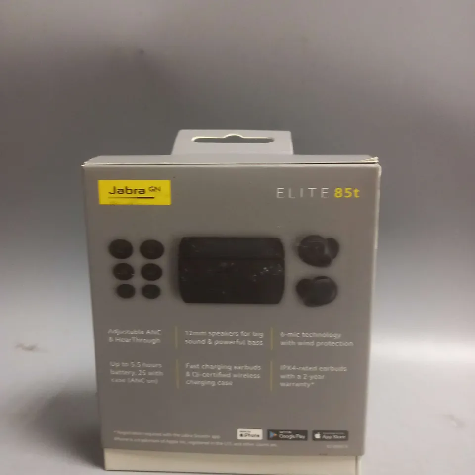BOXED JABRA GN ELITE 85T NOISE CANCELLATION EARBUDS IN BLACK