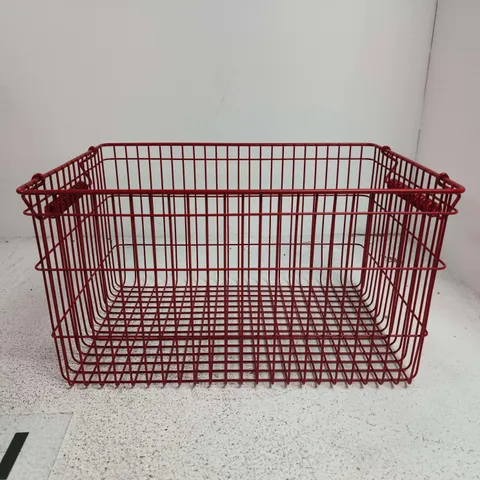 SET OF 2 RED METAL STORAGE BASKETS