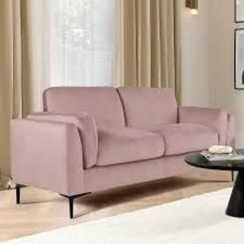 BOXED LUCIA 2-SEATER SOFA - DUSKY PINK HOUSE VELVET 