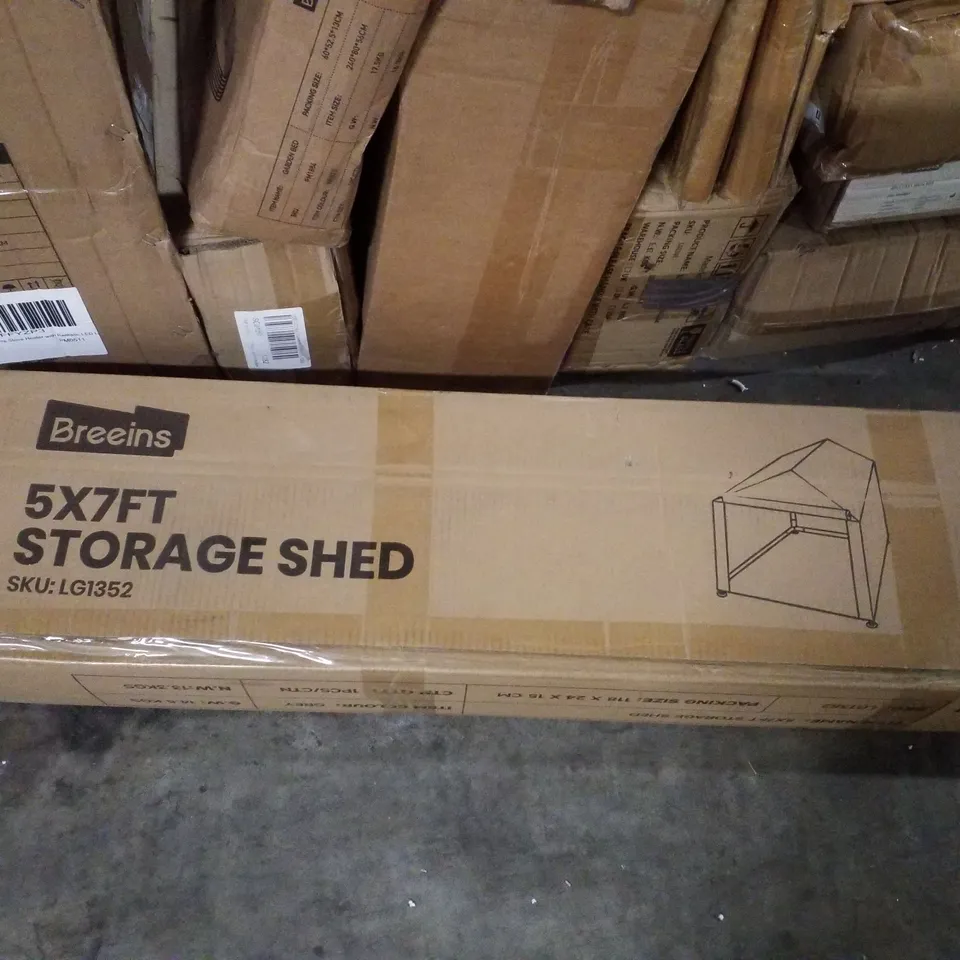 BOXED BREEINS 5×7FT STORAGE SHED - GREY