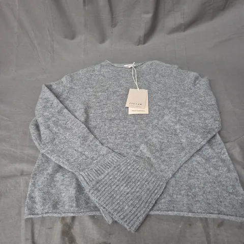 JIGSAW CLOUD CASHMERE ELDON JUMPER IN GREY SIZE M