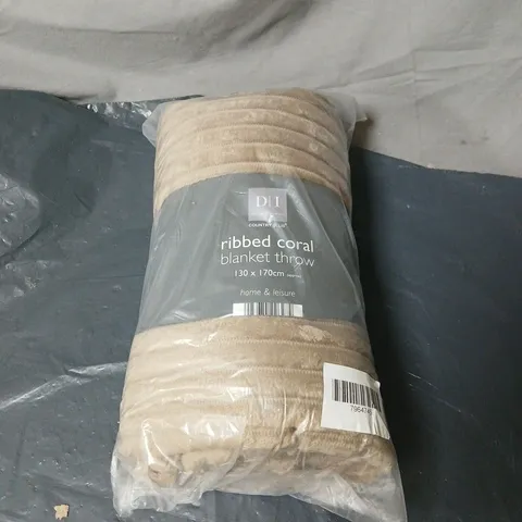 DESIGNER INTERIORS COUNTRY CLUB RIBBED CORAL BLANKET THROW 130 X 170CM