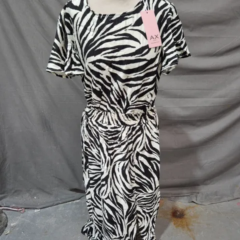 AX PARIS ZEBRA PRINT MAXI DRESS, UK SIZE 14