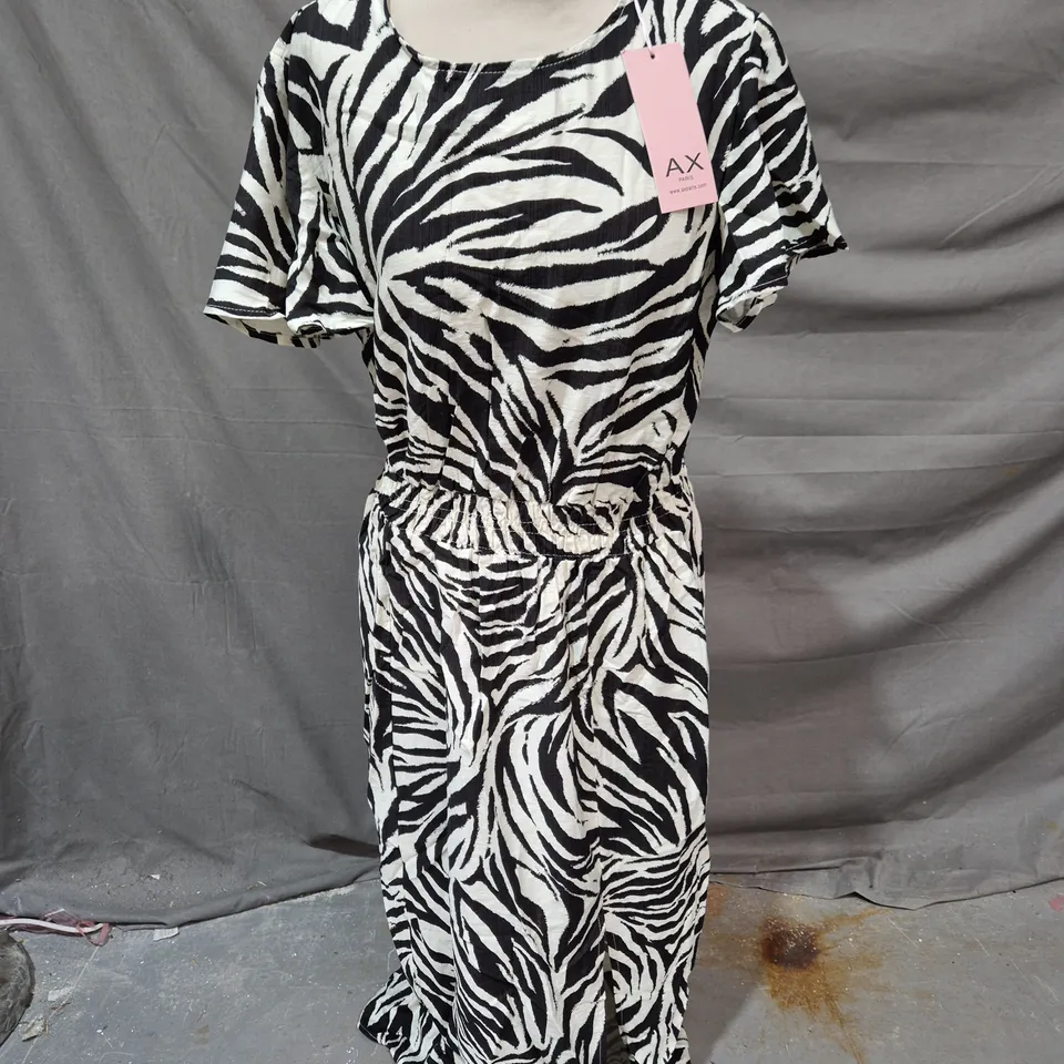 AX PARIS ZEBRA PRINT MAXI DRESS, UK SIZE 14