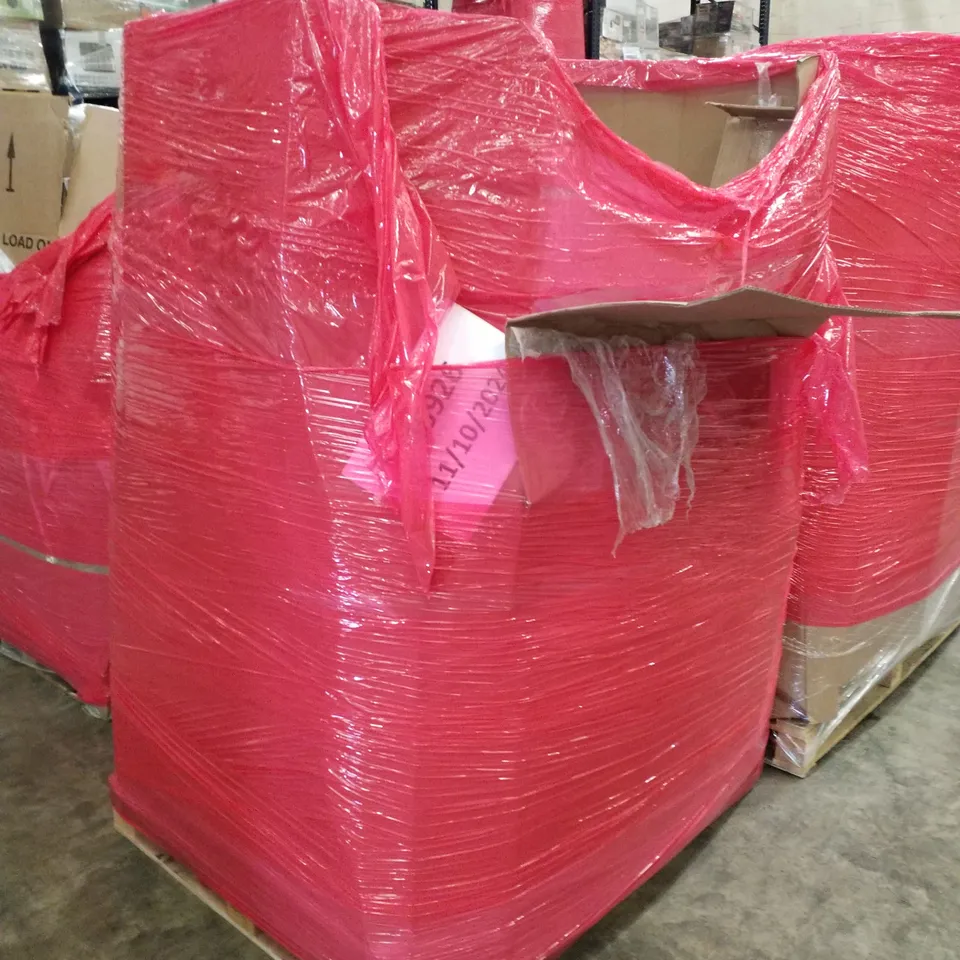 PALLET OF ASSORTED PRODUCTS INCLUDING KNITTING MACHINE, GARMENT RACK, ROUND BALLOON ARCH STAND, MATTRESS TOPPER