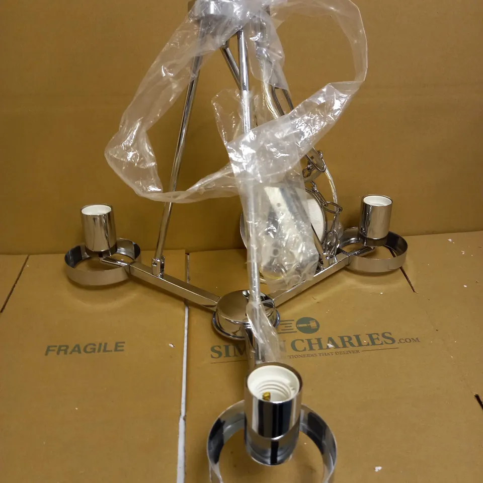 BRAND NEW DAR LIGHTING RAMIRO 3 LAMP POLISHED PENDANT LIGHT - COLLECTION ONLY