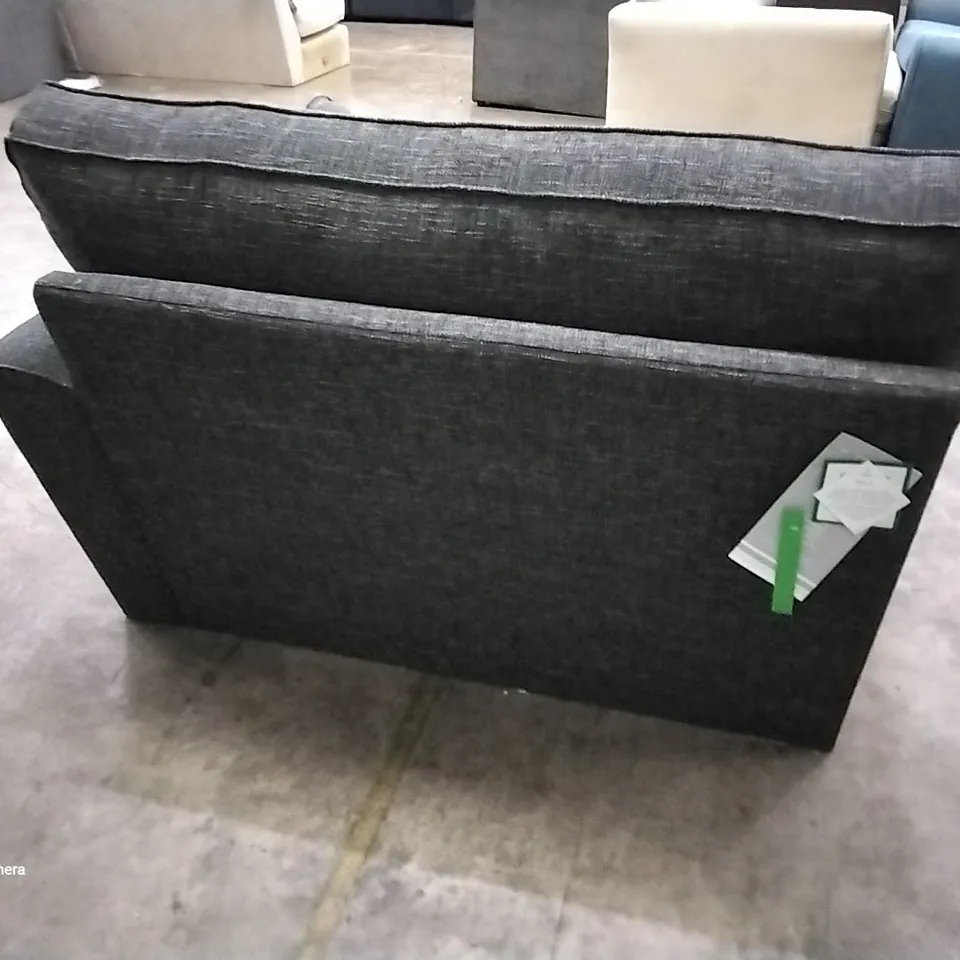 QUALITY DESIGNER STAMFORD 2 SEATER SECTION BOUCLE WEAVE CHARCOAL FABRIC