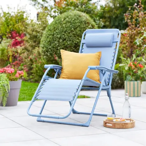 BOXED HELSINKI RECLINING SUN LOUNGER CHAIR - ASHLEY BLUE (1 BOX)