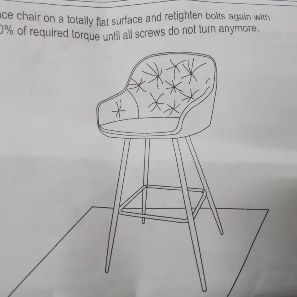 BOXED PAIR BLUE VELVET BAR CHAIRS