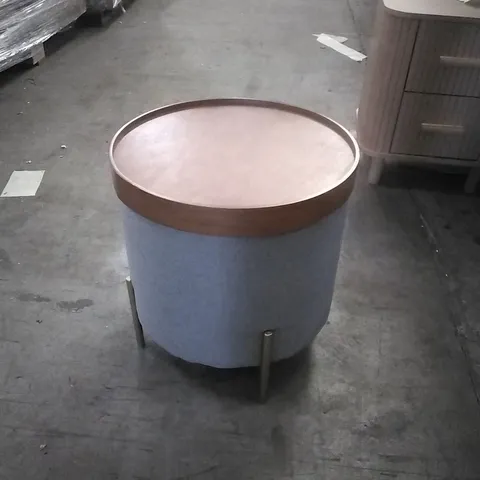 CONNELL 43CM WIDE ROUND FOOTSTOOL OTTOMAN- LIGHT GREY 