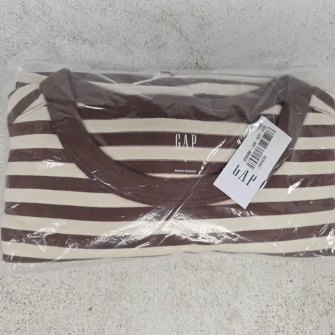 BAGGED GAP STRIPED TOP IN CHOCOLATE/CREAM SIZE SMALL