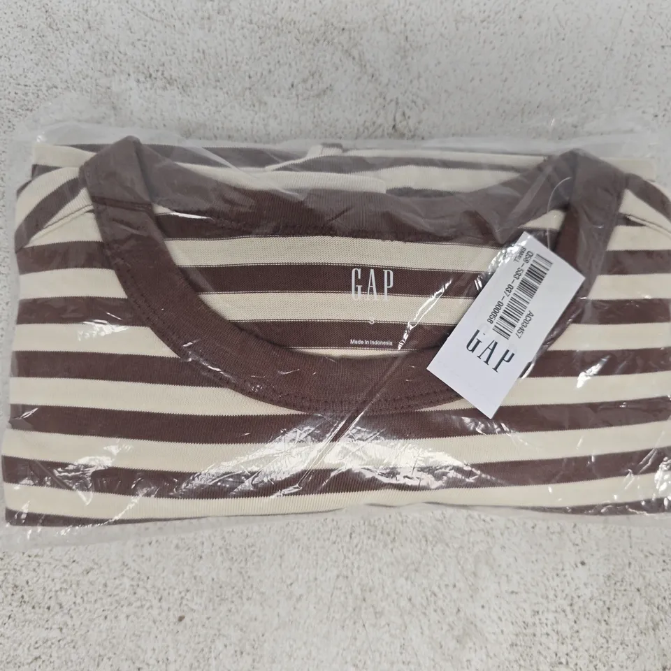 BAGGED GAP STRIPED TOP IN CHOCOLATE/CREAM SIZE SMALL