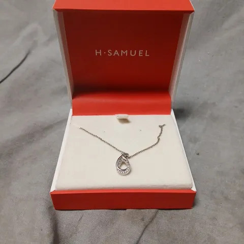 H. SAMUEL SILVER-TONE TEARDROP PENDANT NECKLACE – BOXED