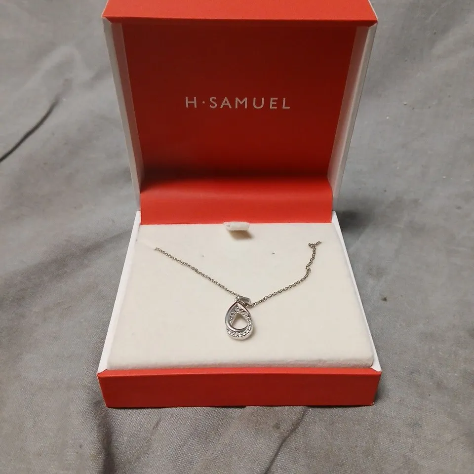 H. SAMUEL SILVER-TONE TEARDROP PENDANT NECKLACE – BOXED