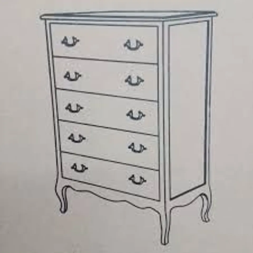 BRAND NEW BOXED HOMESDIRECT365 STYLISH ANTIQUE STYLE 5 DRAWER BEDROOM CHEST OF DRAWERS