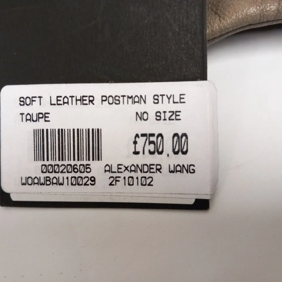 ALEXANDER WANG SOFT LEATHER TAUPE POSTMAN STYLE BAG