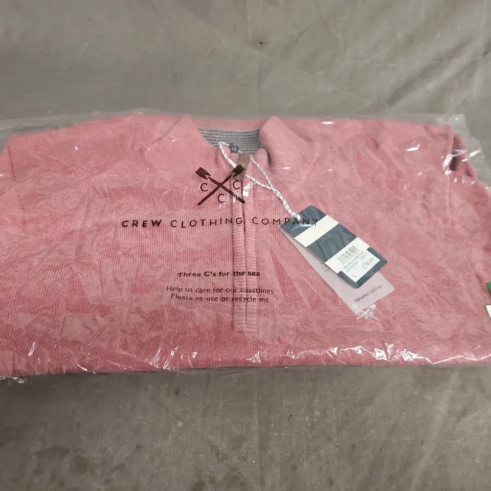 CREW CLOTHING COMPANY ORGANIC CLASSIC 1/2 ZIP PULLOVER – PINK – SIZE L