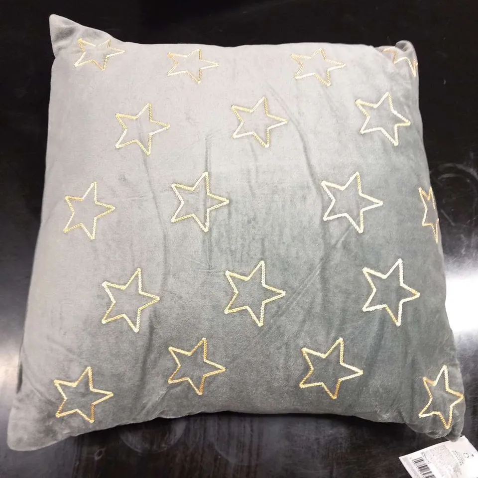 TWELVE BRAND NEW EMBROIDERED STAR GREY CUSHIONS 45 X 45CM