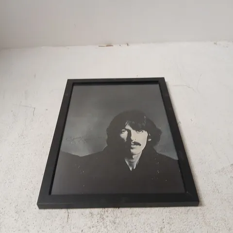 COPY SIGNED PRINT OF GEORGE HARRISON FROM A FAMOUS 1967 PHOTO SESSION BY PHOTOGRAPHER RICHARD AVEDON - WITH FRAME 