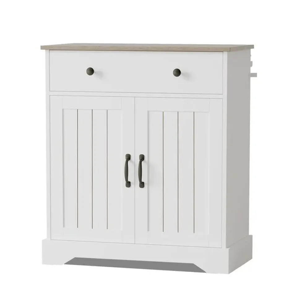 BOXED GARVEE 29.5 IN SIDEBOARD BUFFET CABINET WITH STORAGE, WOODEN KITCHEN STORAGE CABINET, MODERN COFFEE BAR BUFFET TABLE FOR LIVING ROOM, ENTRYWAY, DINING ROOM, WHITE PRODUCT    