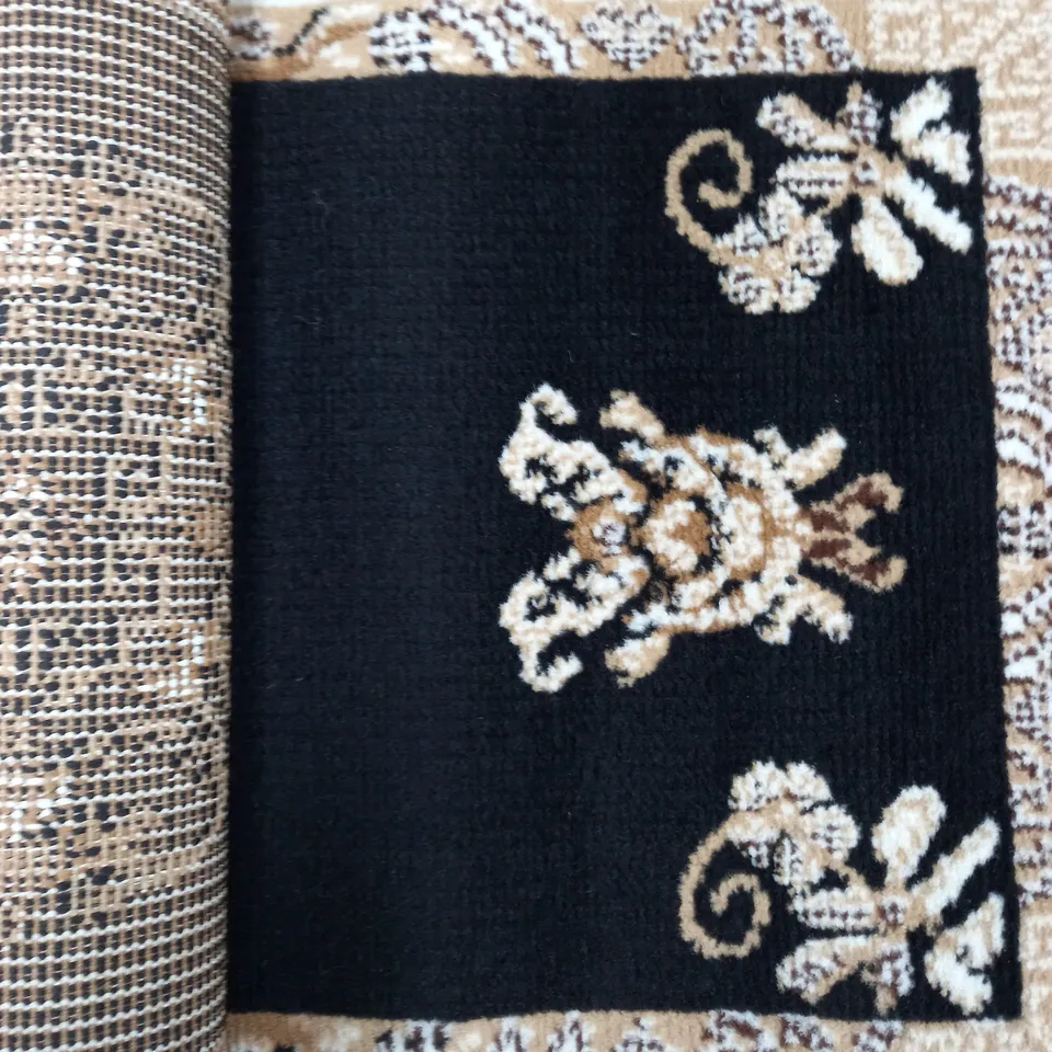 RUG STYLE TRADITIONAL POLY DESIGN MD006 MEDALLION BLACK RUG 60 X 110CM